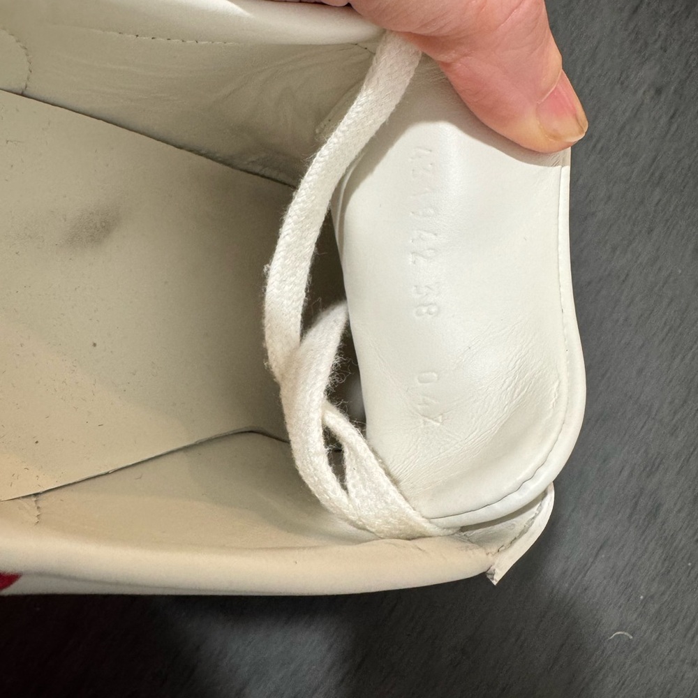 Gucci White Leather Sneakers with Green & Red Web and Gold Bee - Picture 10 of 12